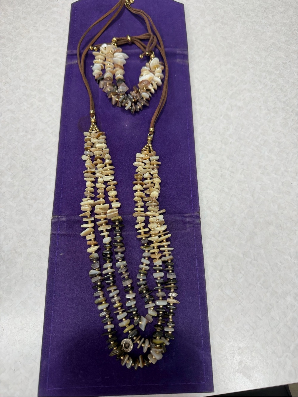 Shell Bead Necklace and Bracelet Set 32” necklace